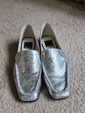 Dolce Vita Metallic Silver Crackle Loafers